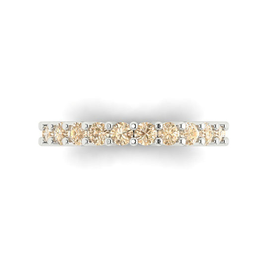 1.26 cttw Natural Morganite Round Cut White Gold Eternity Wedding Band
