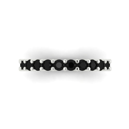 1.26 cttw Natural Onyx Round Cut White Gold Eternity Wedding Band