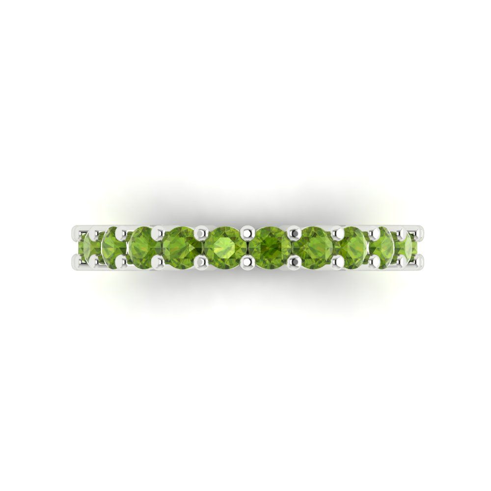 1.26 cttw Natural Peridot Round Cut White Gold Eternity Wedding Band