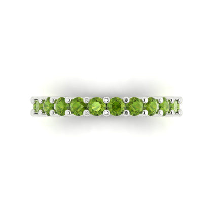1.26 cttw Natural Peridot Round Cut White Gold Eternity Wedding Band