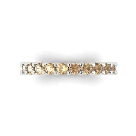 1.26 cttw Yellow Moissanite Round Cut White Gold Eternity Wedding Band