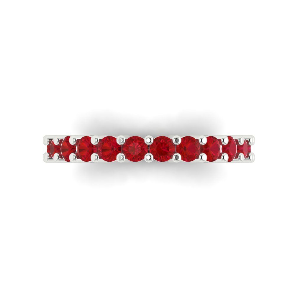 1.26 cttw Simulated Ruby Round Cut White Gold Eternity Wedding Band