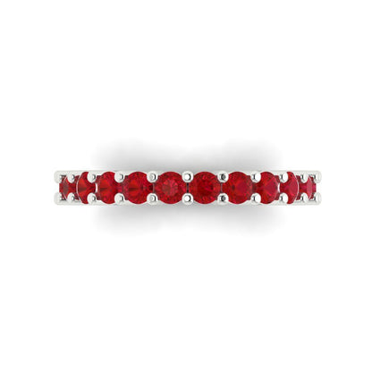 1.26 cttw Simulated Ruby Round Cut White Gold Eternity Wedding Band