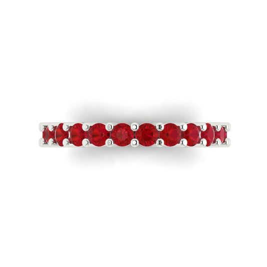 1.26 cttw Simulated Ruby Round Cut White Gold Eternity Wedding Band