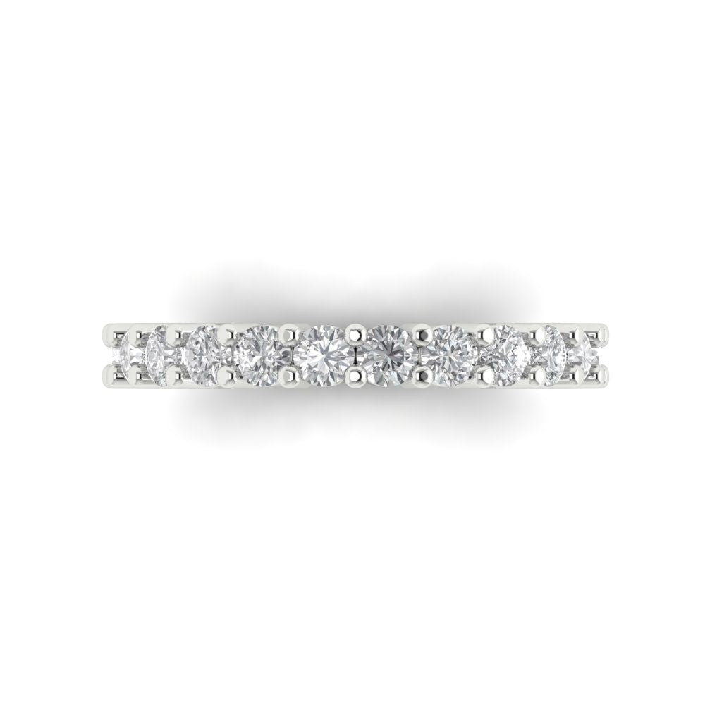 1.26 cttw White Sapphire Round Cut White Gold Eternity Wedding Band