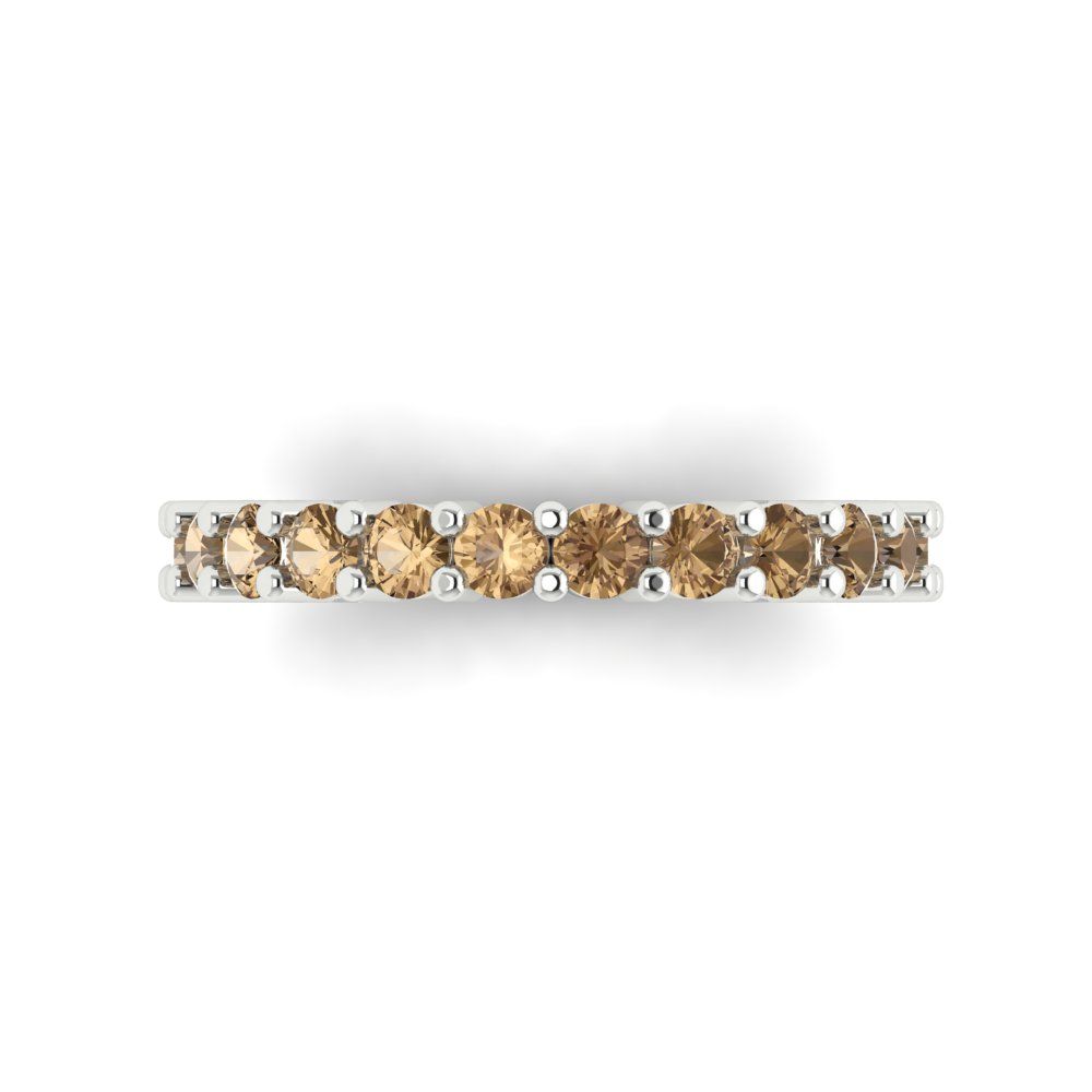1.26 cttw Simulated Champagne Diamond Round Cut White Gold Eternity Wedding Band