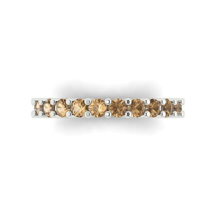1.26 cttw Simulated Champagne Diamond Round Cut White Gold Eternity Wedding Band