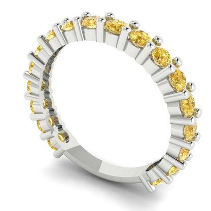 1.26 cttw Simulated Yellow Diamond Round Cut White Gold Eternity Wedding Band