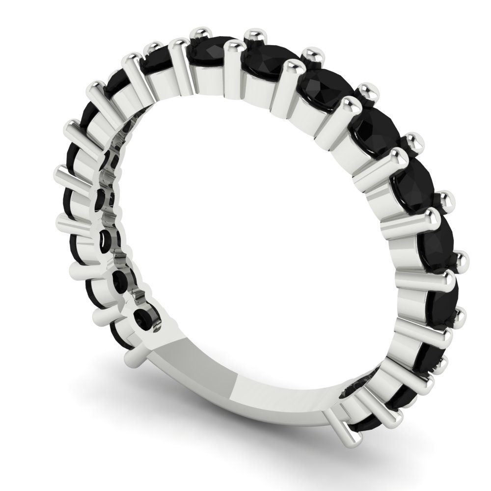 1.26 cttw Natural Onyx Round Cut White Gold Eternity Wedding Band