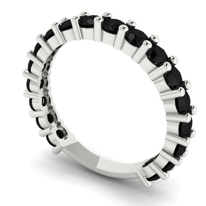 1.26 cttw Natural Onyx Round Cut White Gold Eternity Wedding Band