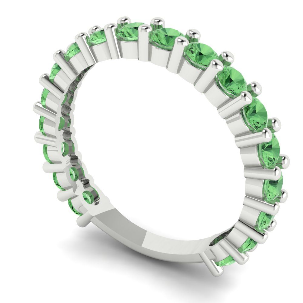1.26 cttw Simulated Green Diamond Round Cut White Gold Eternity Wedding Band