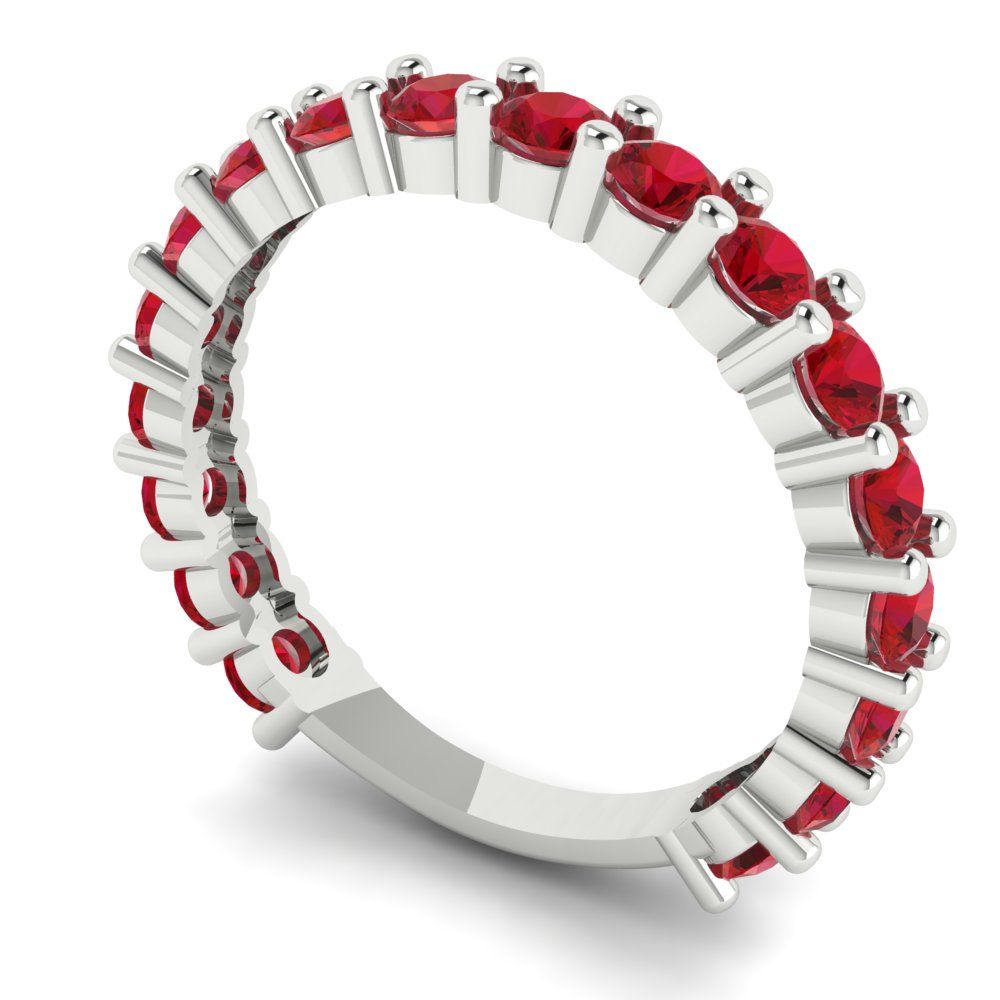 1.26 cttw Simulated Ruby Round Cut White Gold Eternity Wedding Band