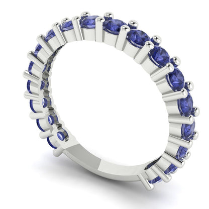 1.26 cttw Simulated Tanzanite Round Cut White Gold Eternity Wedding Band
