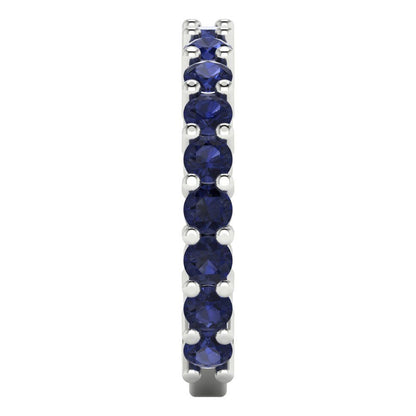 1.26 cttw Simulated Blue Sapphire Round Cut White Gold Eternity Wedding Band