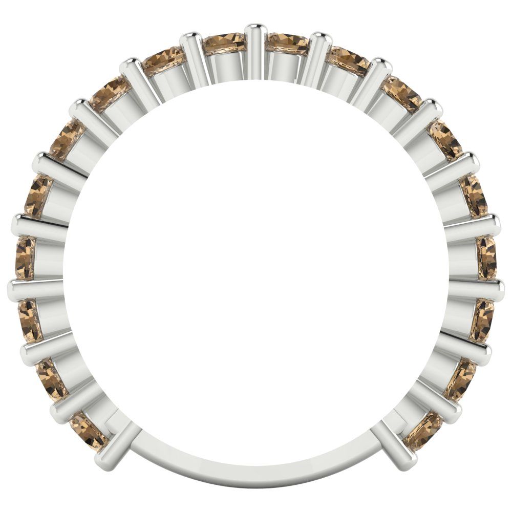1.26 cttw Simulated Champagne Diamond Round Cut White Gold Eternity Wedding Band