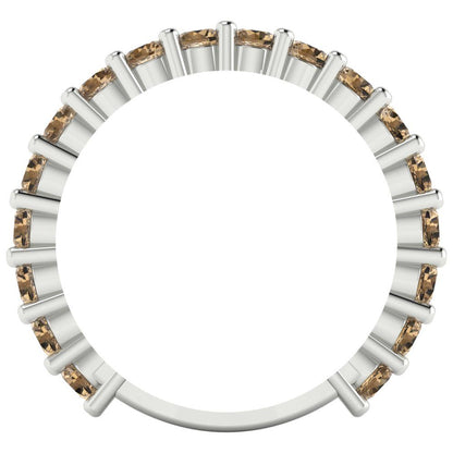 1.26 cttw Simulated Champagne Diamond Round Cut White Gold Eternity Wedding Band