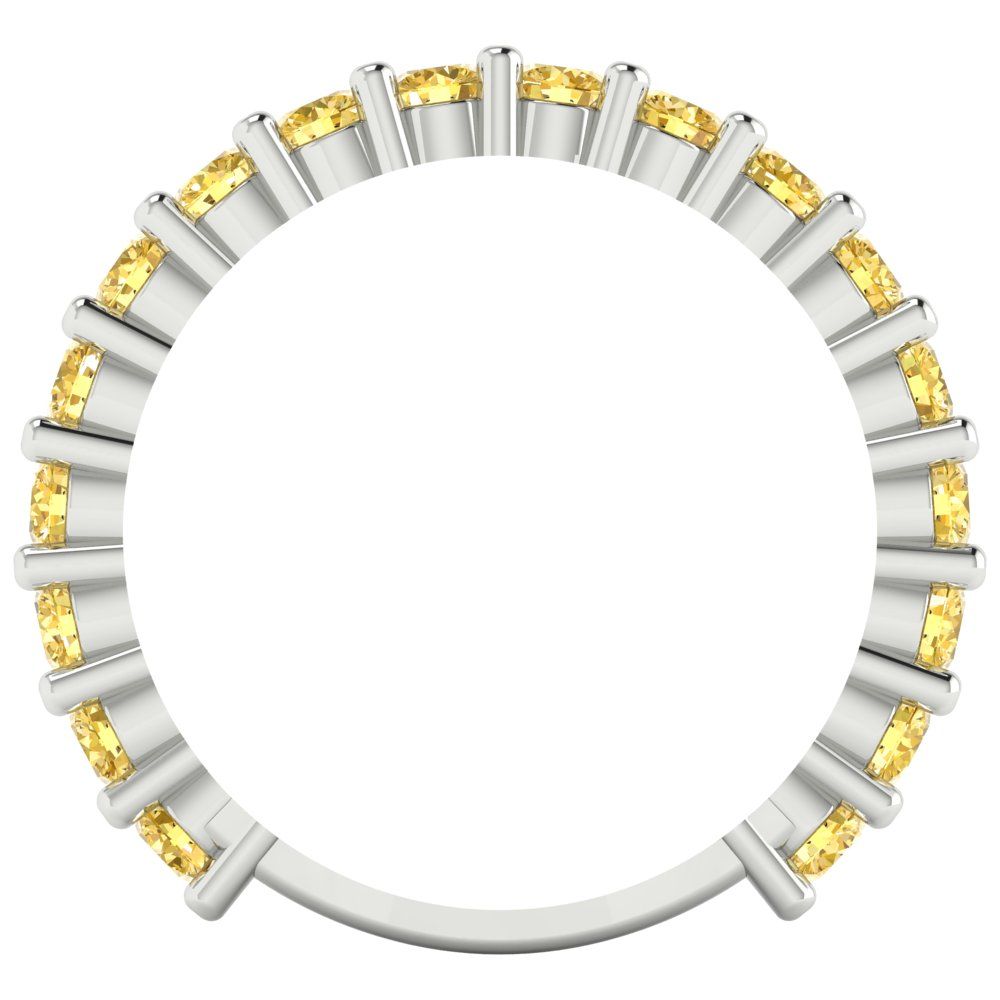 1.26 cttw Natural Citrine Round Cut White Gold Eternity Wedding Band