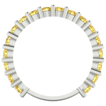 1.26 cttw Natural Citrine Round Cut White Gold Eternity Wedding Band