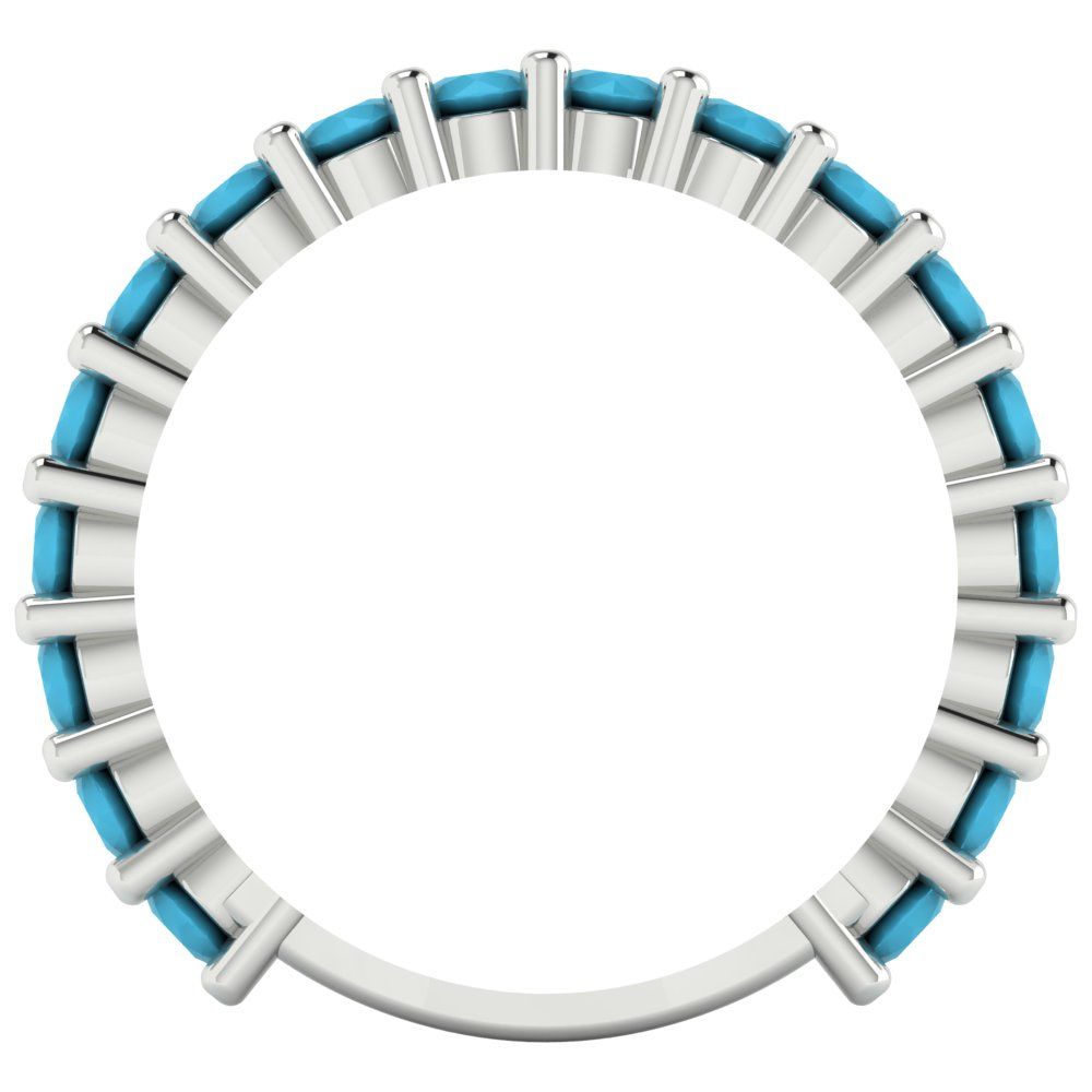 1.26 cttw Simulated Turquoise Round Cut White Gold Eternity Wedding Band