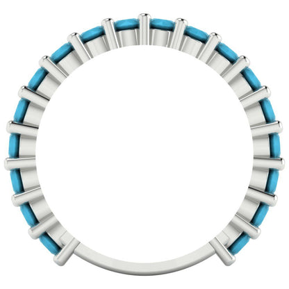 1.26 cttw Simulated Turquoise Round Cut White Gold Eternity Wedding Band