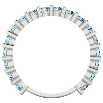 1.26 cttw Natural Swiss Blue Topaz Round Cut White Gold Eternity Wedding Band