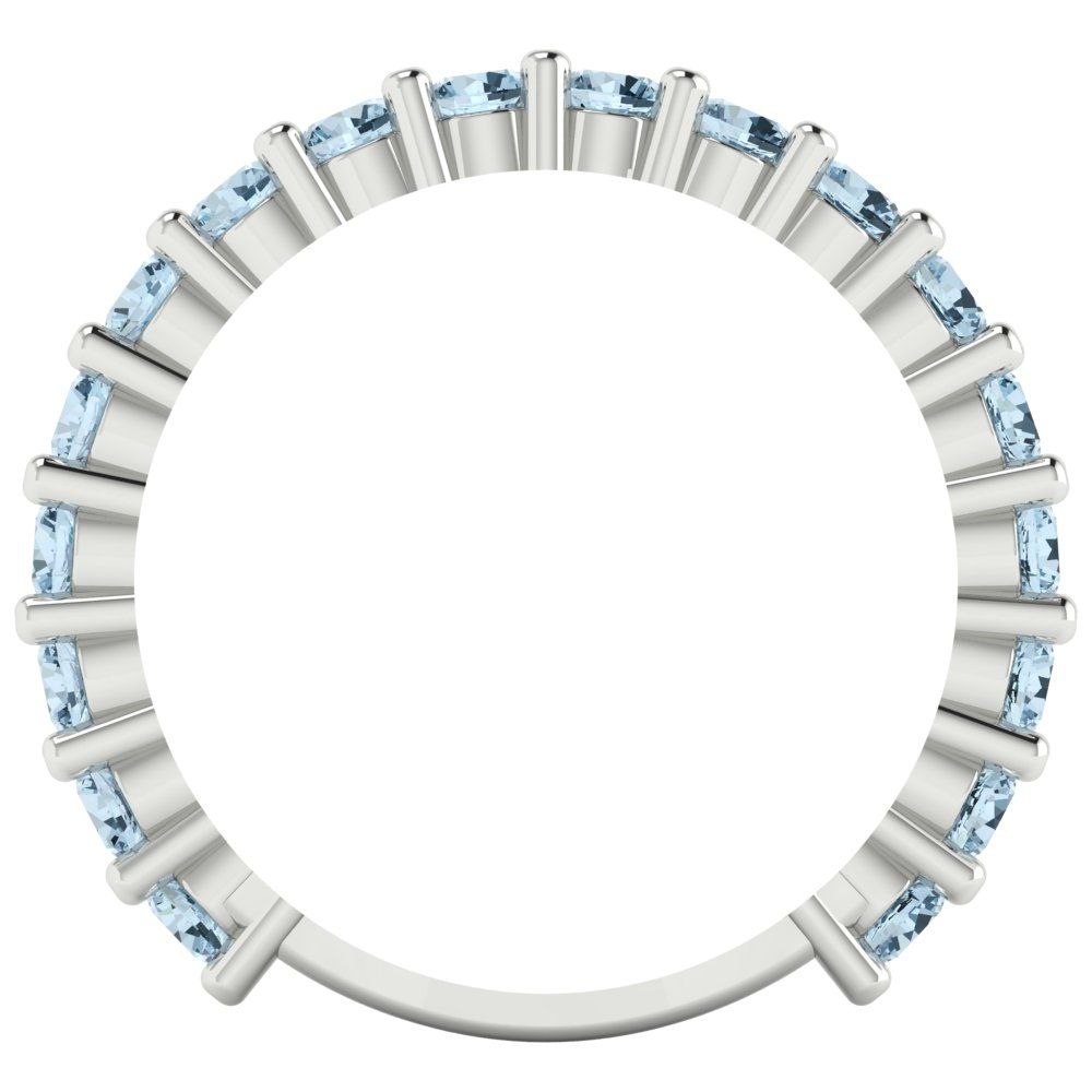 1.26 cttw Natural Aquamarine Round Cut White Gold Eternity Wedding Band
