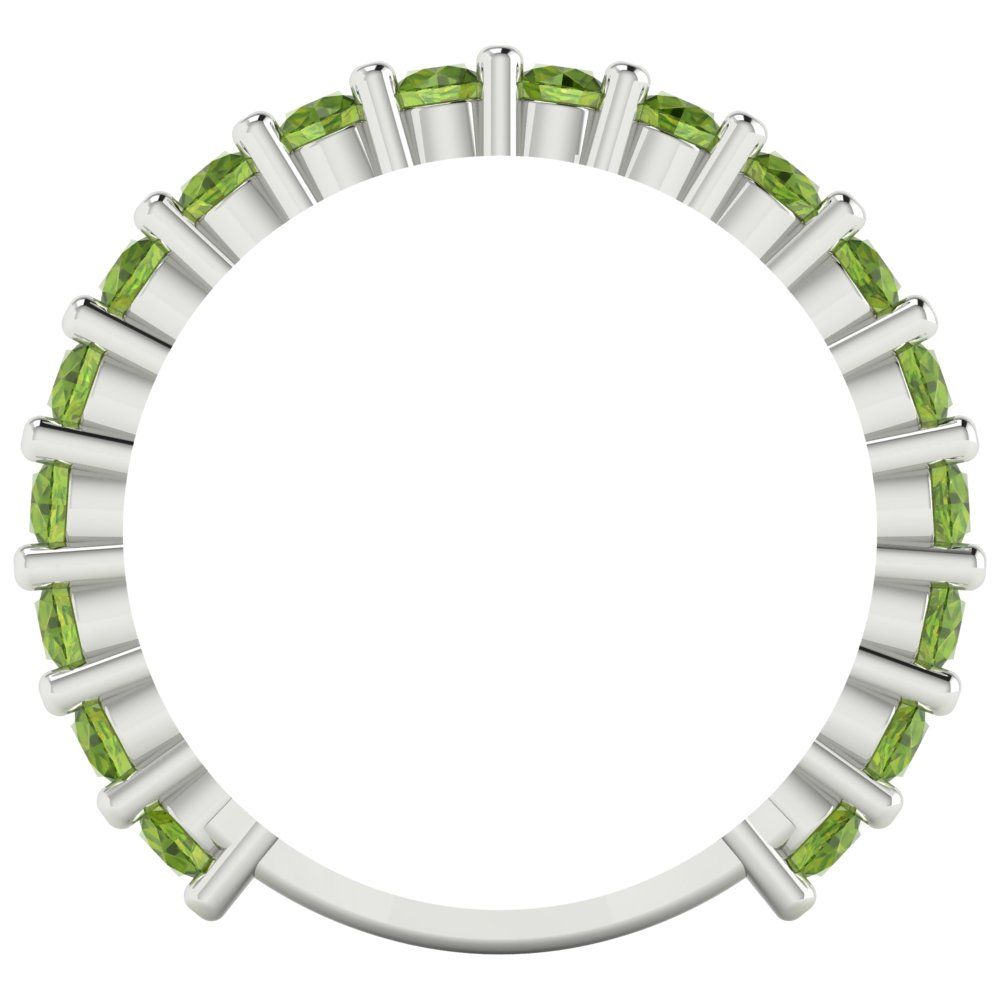 1.26 cttw Natural Peridot Round Cut White Gold Eternity Wedding Band