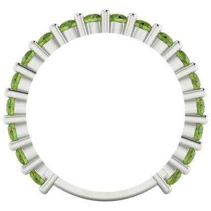 1.26 cttw Natural Peridot Round Cut White Gold Eternity Wedding Band