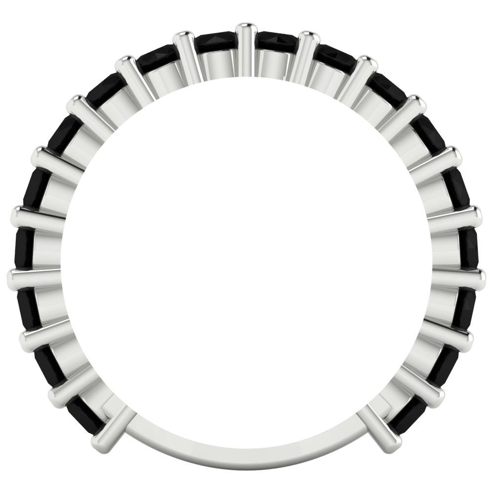 1.26 cttw Natural Onyx Round Cut White Gold Eternity Wedding Band