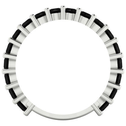 1.26 cttw Natural Onyx Round Cut White Gold Eternity Wedding Band