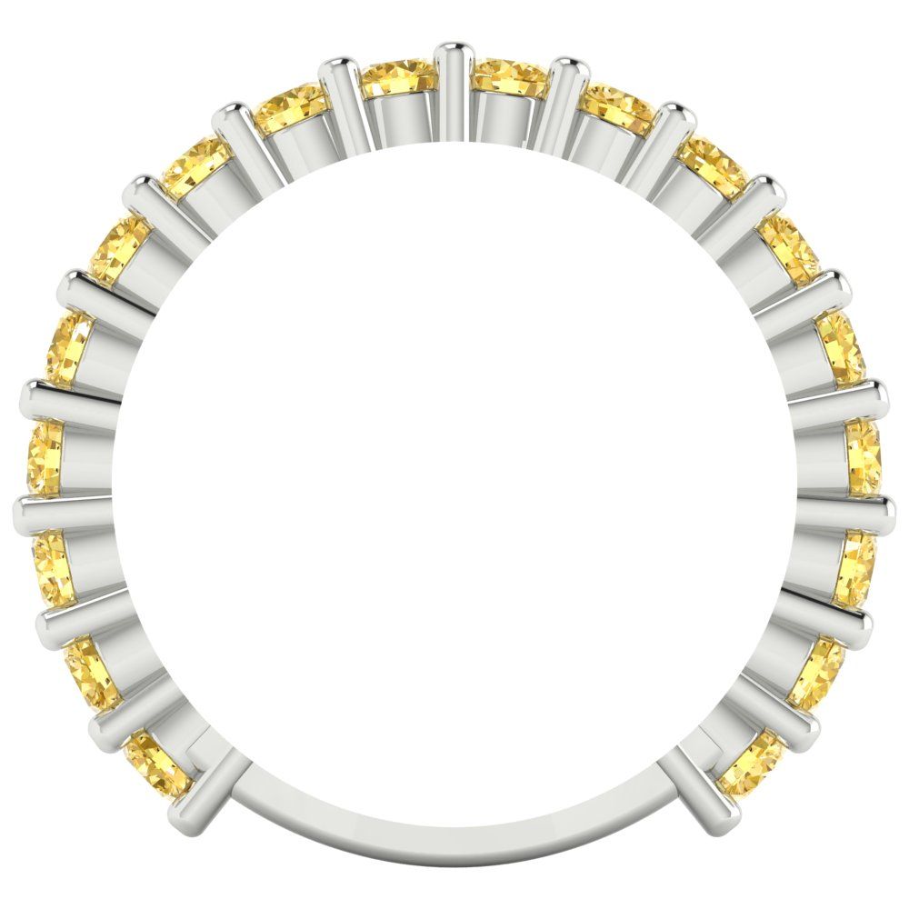 1.26 cttw Simulated Yellow Diamond Round Cut White Gold Eternity Wedding Band