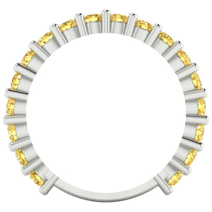 1.26 cttw Simulated Yellow Diamond Round Cut White Gold Eternity Wedding Band