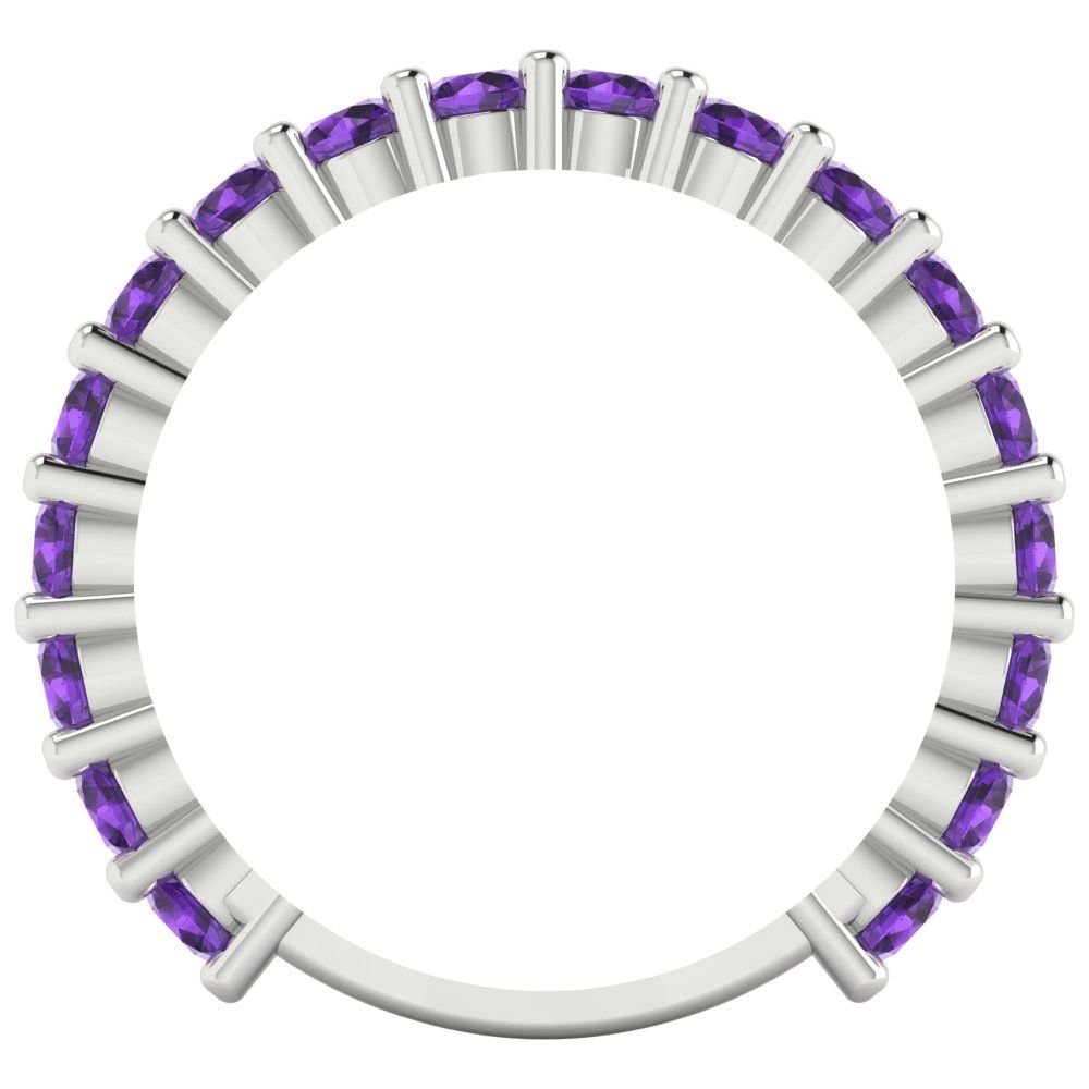 1.26 cttw Natural Amethyst Round Cut White Gold Eternity Wedding Band