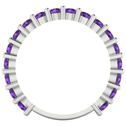 1.26 cttw Natural Amethyst Round Cut White Gold Eternity Wedding Band