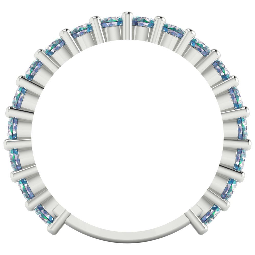 1.26 cttw Blue Moissanite Round Cut White Gold Eternity Wedding Band