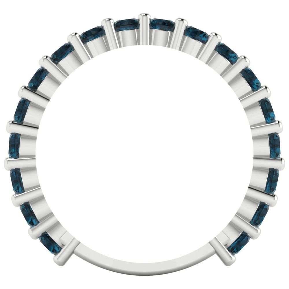 1.26 cttw Natural London Blue Topaz Round Cut White Gold Eternity Wedding Band