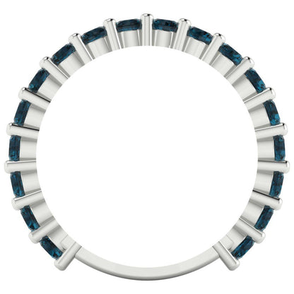 1.26 cttw Natural London Blue Topaz Round Cut White Gold Eternity Wedding Band