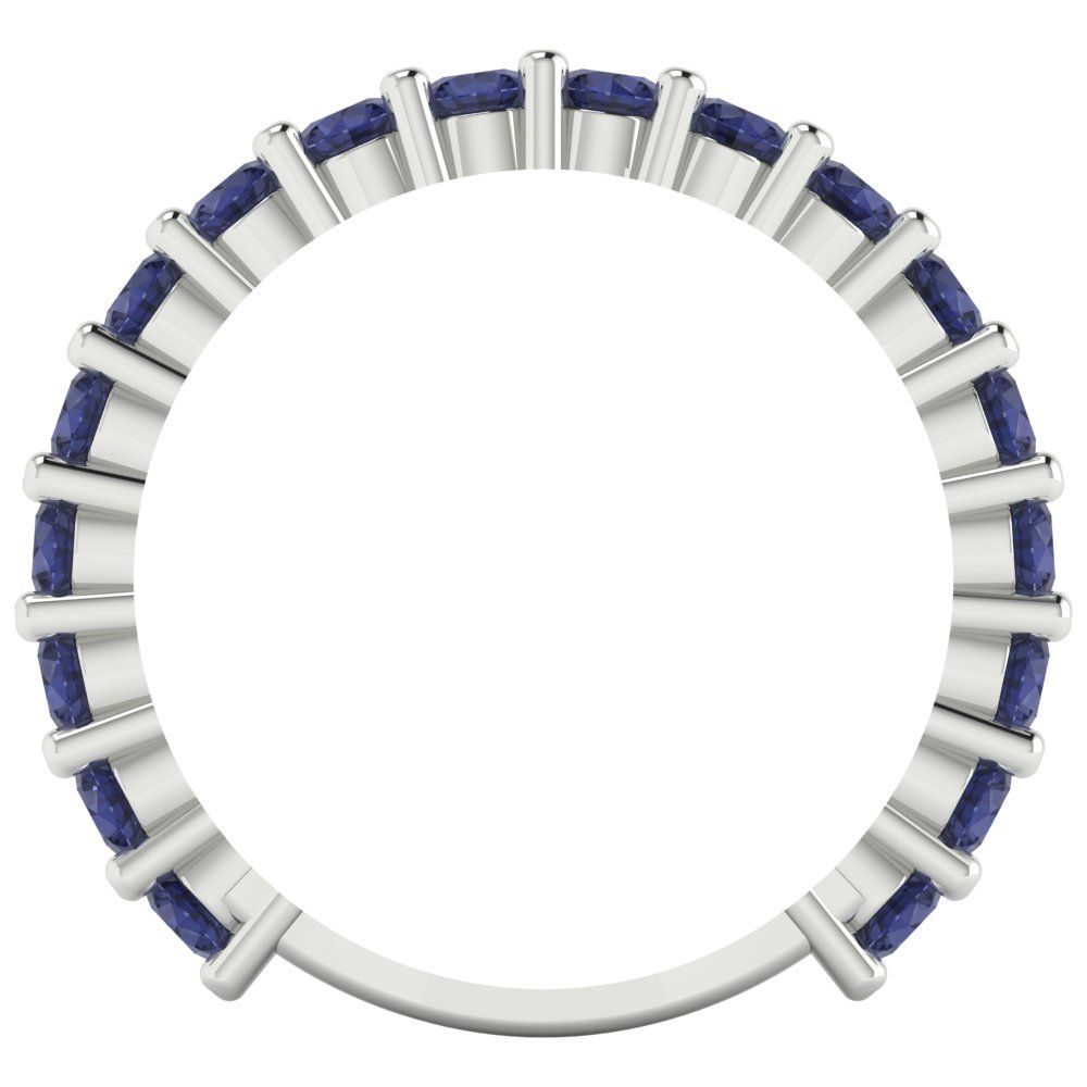 1.26 cttw Simulated Blue Sapphire Round Cut White Gold Eternity Wedding Band