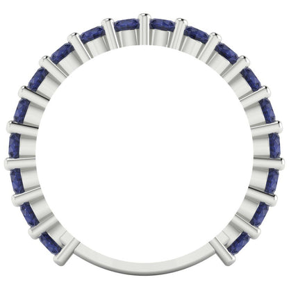 1.26 cttw Simulated Blue Sapphire Round Cut White Gold Eternity Wedding Band
