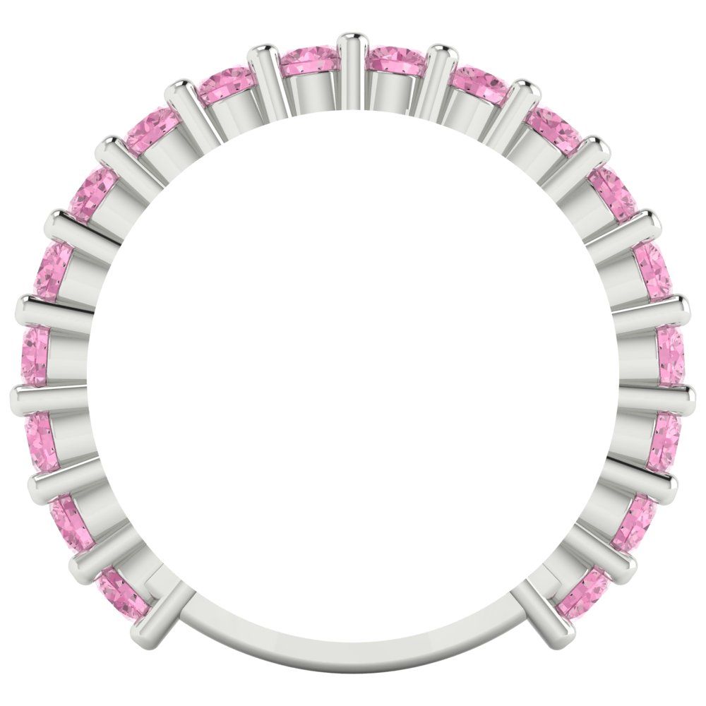 1.26 cttw Simulated Pink Diamond Round Cut White Gold Eternity Wedding Band