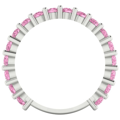 1.26 cttw Simulated Pink Diamond Round Cut White Gold Eternity Wedding Band