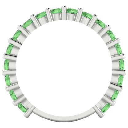 1.26 cttw Simulated Green Diamond Round Cut White Gold Eternity Wedding Band