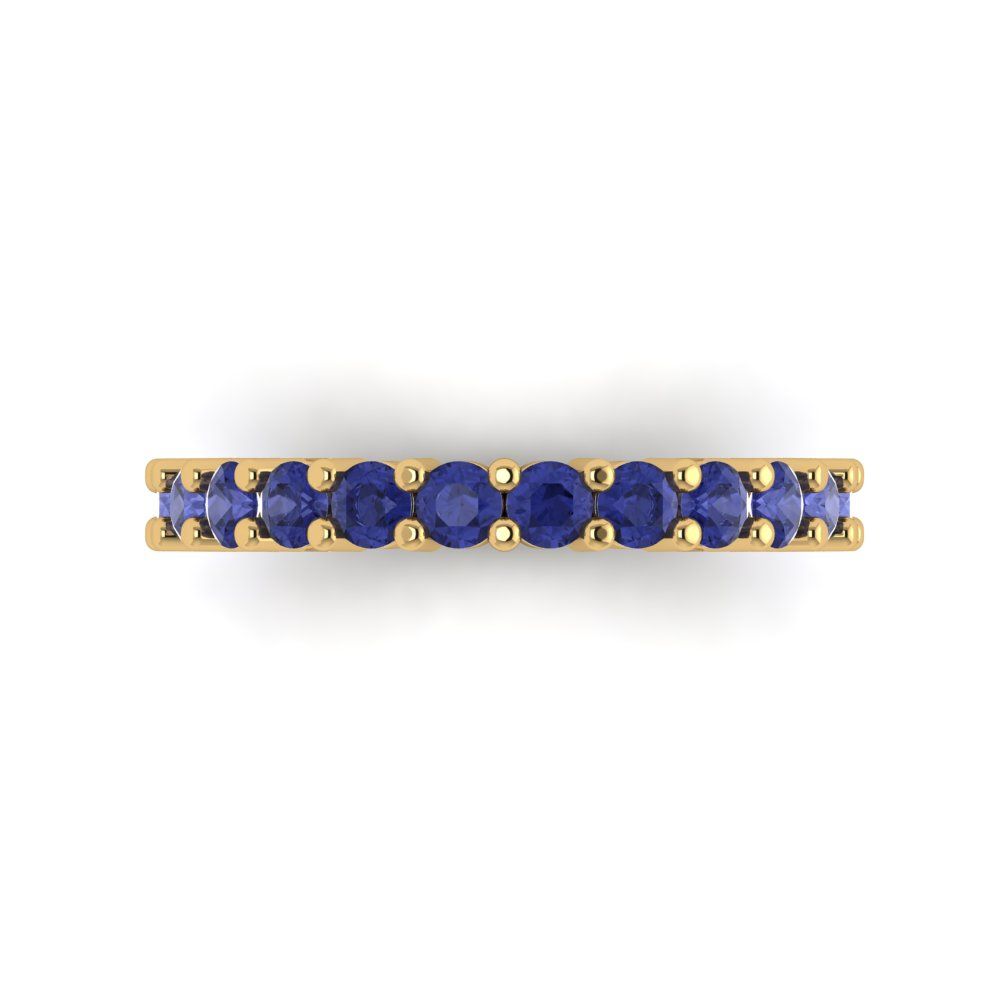 1.26 cttw Simulated Tanzanite Round Cut Yellow Gold Eternity Wedding Band