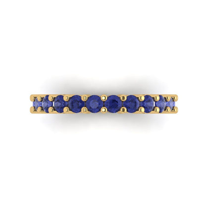 1.26 cttw Simulated Tanzanite Round Cut Yellow Gold Eternity Wedding Band