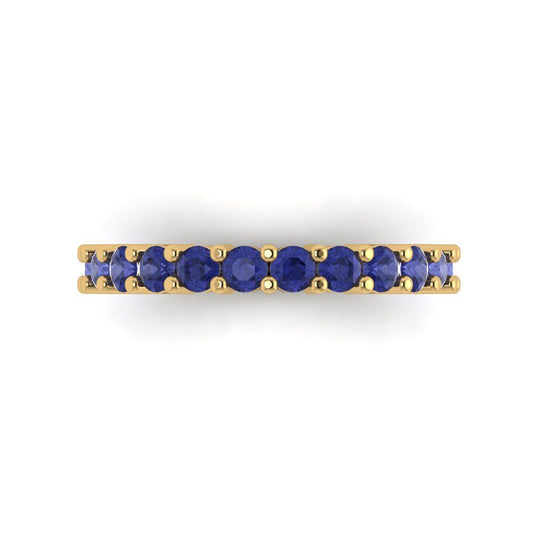 1.26 cttw Simulated Tanzanite Round Cut Yellow Gold Eternity Wedding Band