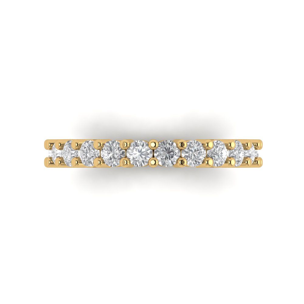 1.26 cttw Moissanite Round Cut Yellow Gold Eternity Wedding Band
