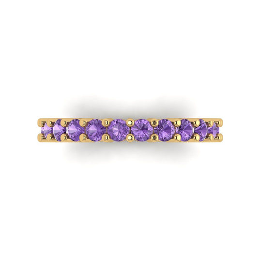 1.26 cttw Simulated Alexandrite Round Cut Yellow Gold Eternity Wedding Band