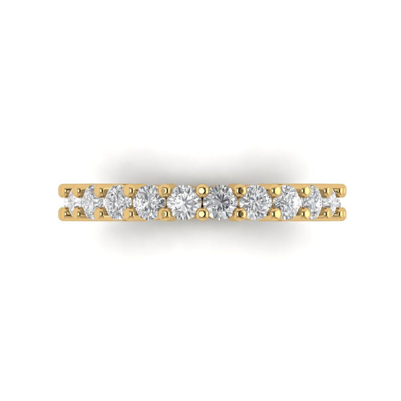 1.52 ct Brilliant Round Cut Natural Diamond Stone Clarity SI1-2 Color G-H Yellow Gold Eternity Band