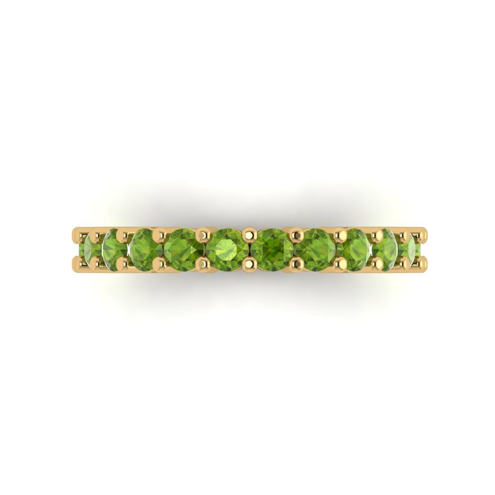 1.26 cttw Natural Peridot Round Cut Yellow Gold Eternity Wedding Band