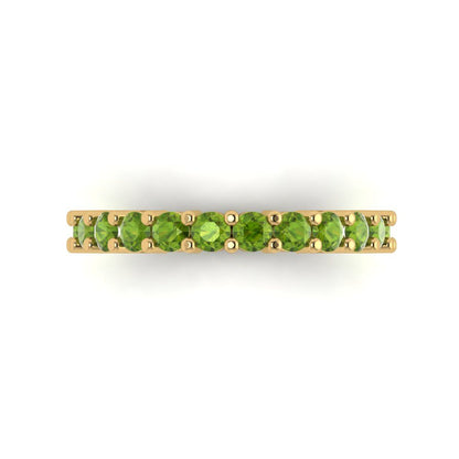 1.26 cttw Natural Peridot Round Cut Yellow Gold Eternity Wedding Band